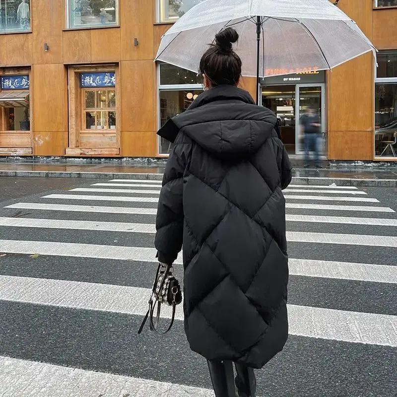 特大码300斤秋冬加厚胖MM法式洋气服衣袄过膝长款外套女羽绒衣