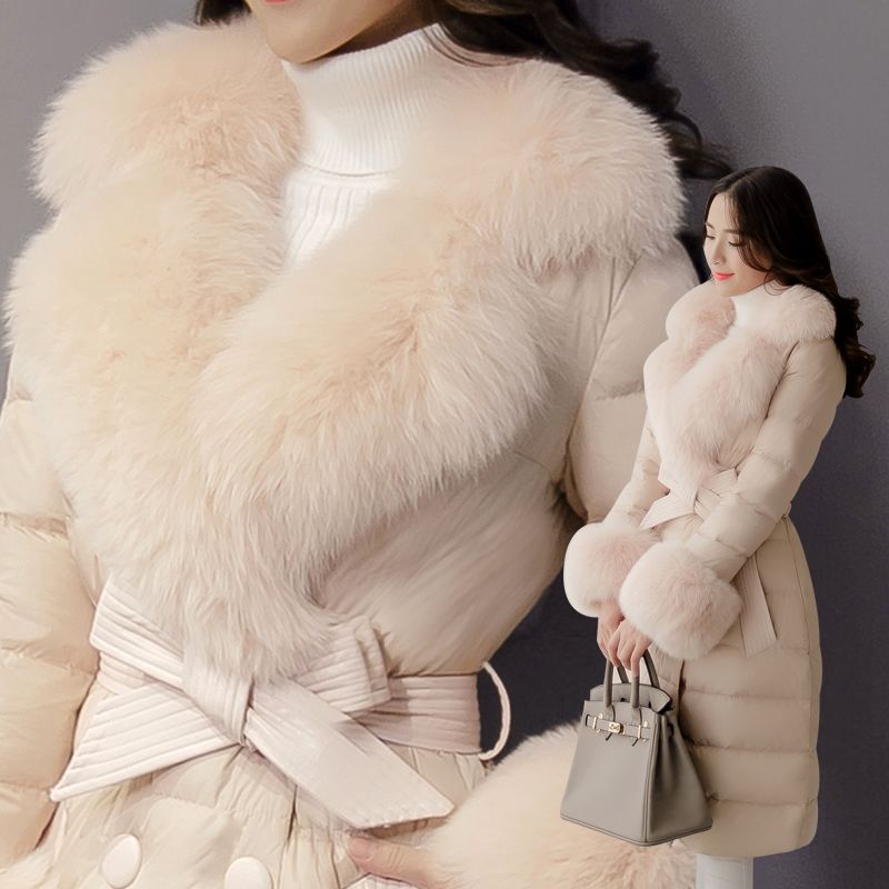 2023新款女士毛大毛领东大门羽绒服棉服女新款过膝中长款时尚外套