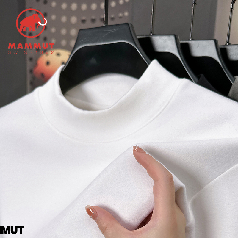 Mammut/猛犸象男士抓绒衣秋冬款户外打底衫超轻半高领德绒保暖T恤
