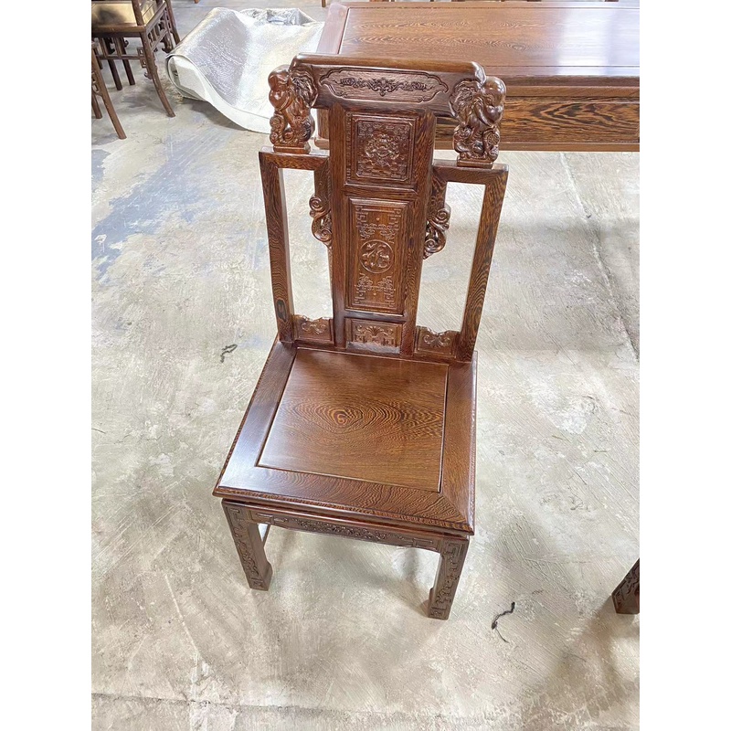 鸡翅木象头餐椅单人吃饭红木椅子客椅家用实木椅古典中式椅子