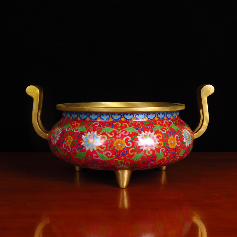 非遗景泰蓝香炉珐琅香炉熏香炉供香炉家用供奉茶香供佛纯铜摆件