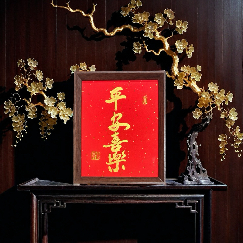 《平安喜乐》高见书法作品十寸相框摆放客厅书桌办公室