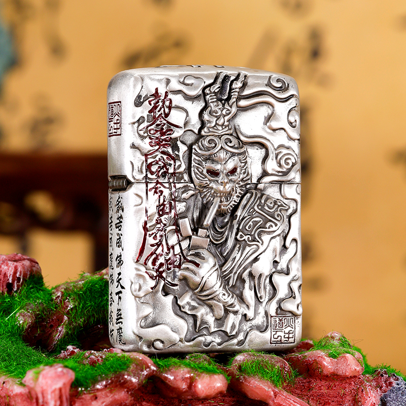 ZIPPOS925银大圣归来纯银套壳防风煤油打火机夜光礼物DY8702TJ