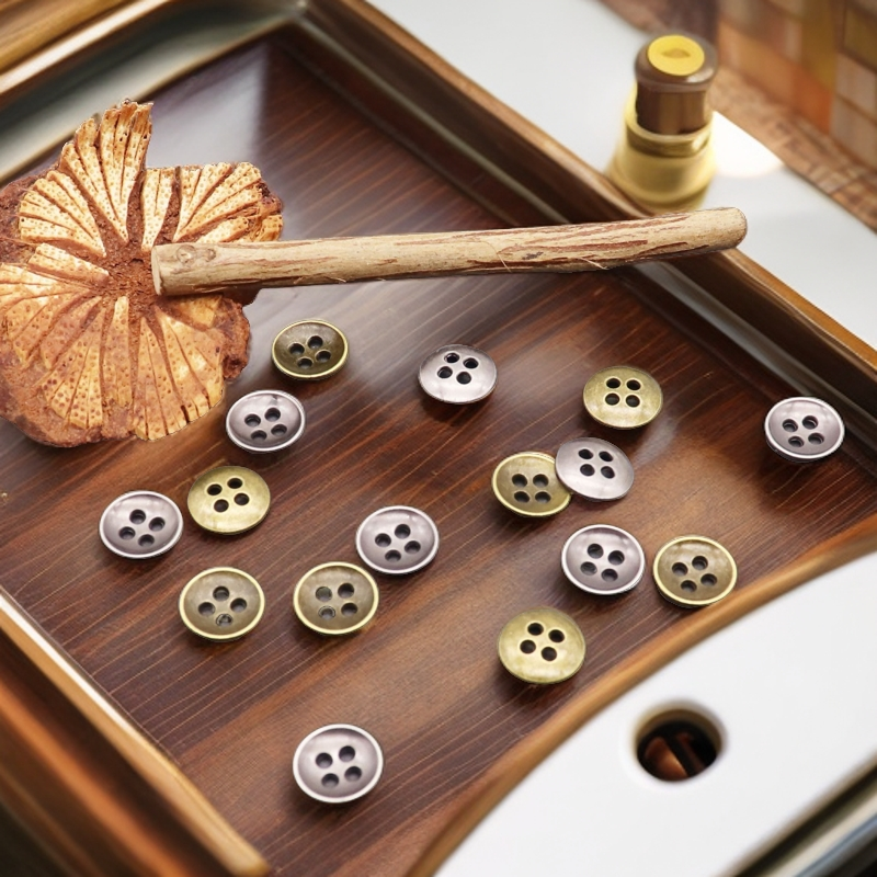 现货复古四眼碗形金属纽扣衬衫西服西装暗扣裤子口袋圆形手缝钮扣