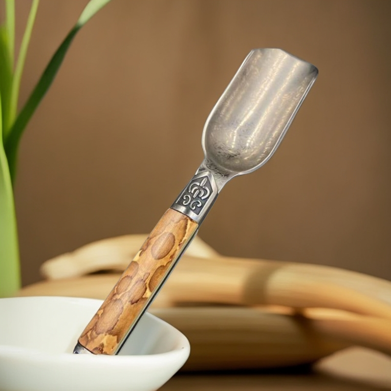 （竹湘妃）竹制品梅妃贴片茶铲茶勺竹子手把件喝茶六君子 通用