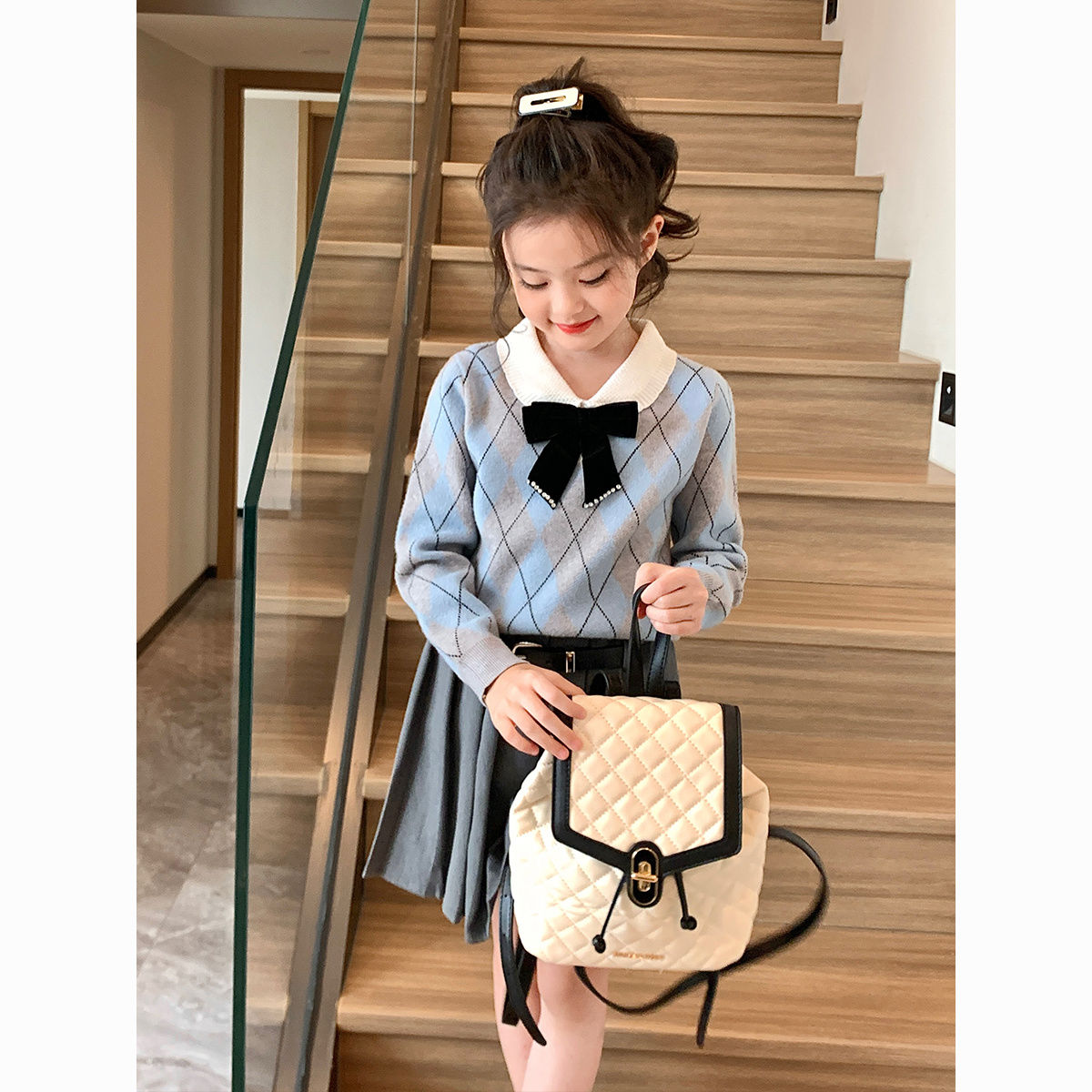 女童秋冬季加厚毛衣2023新款洋气时尚儿童小女孩针织衫百搭毛线衣