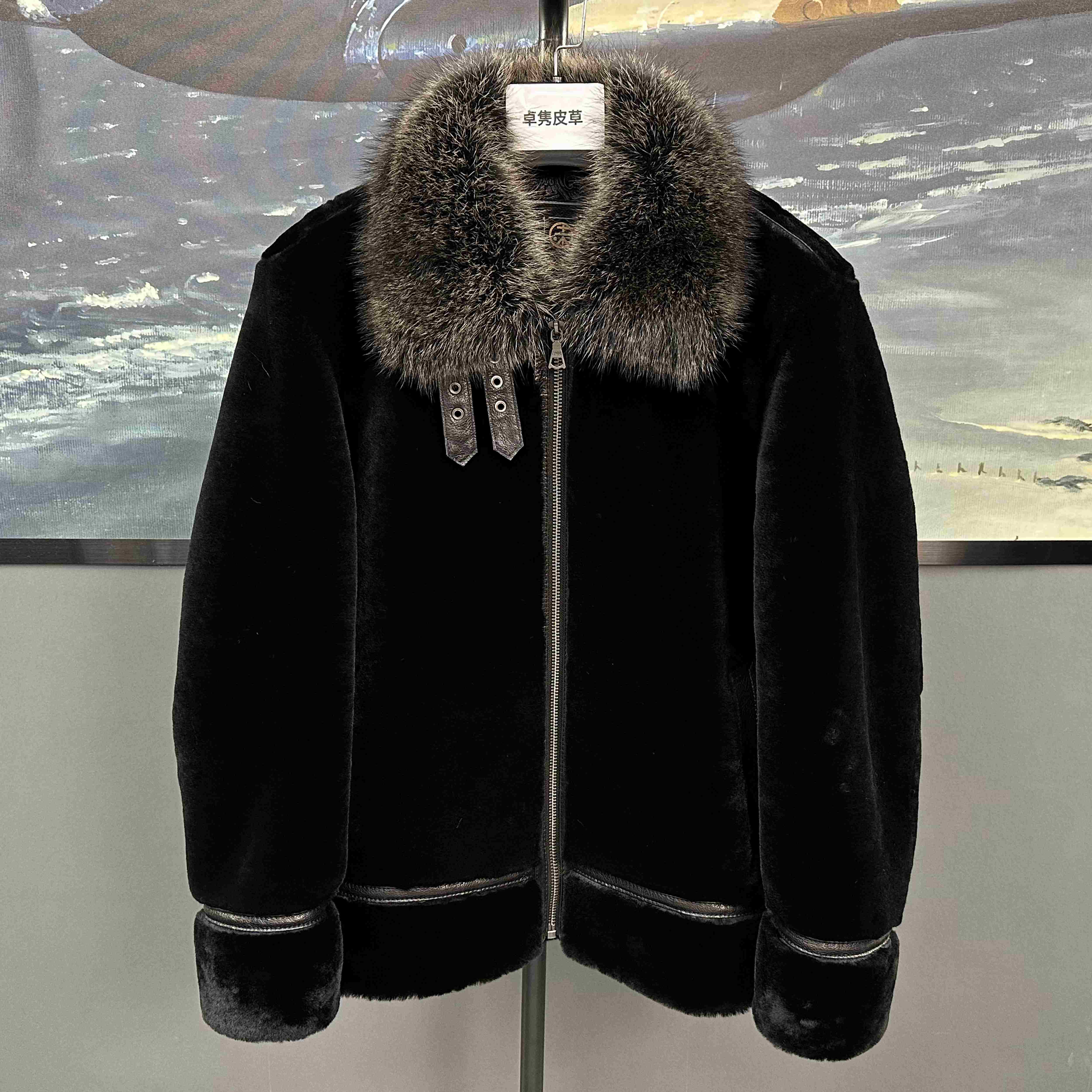 反季原生态羊皮毛一体男士冬季保暖真皮外套木遁时尚高端百搭经典