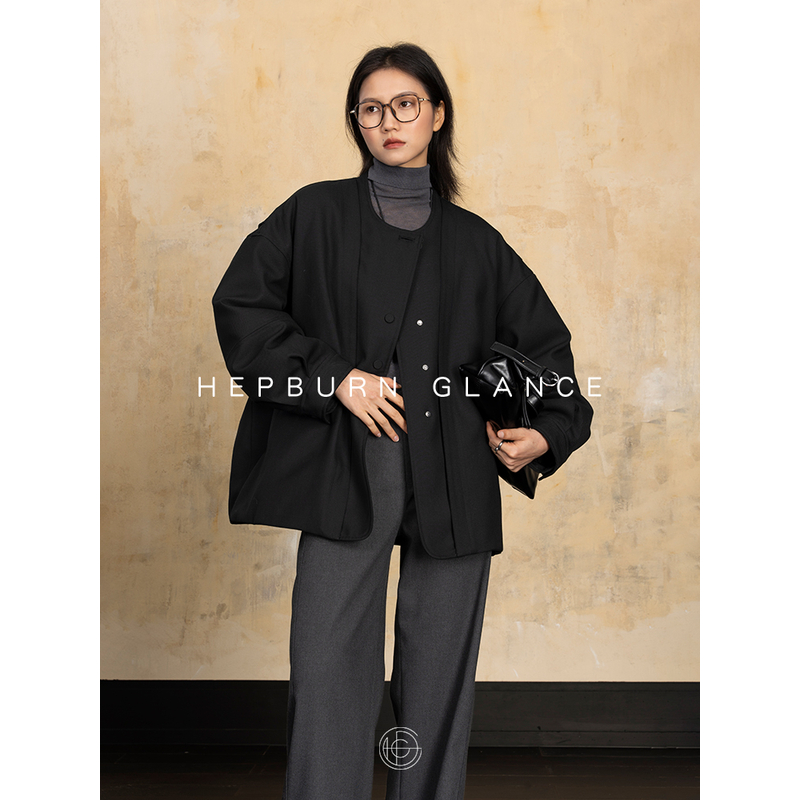 HG/精纺羊毛面料_95白鹅绒羽绒服女冬新款中长款圆领时尚保暖外套