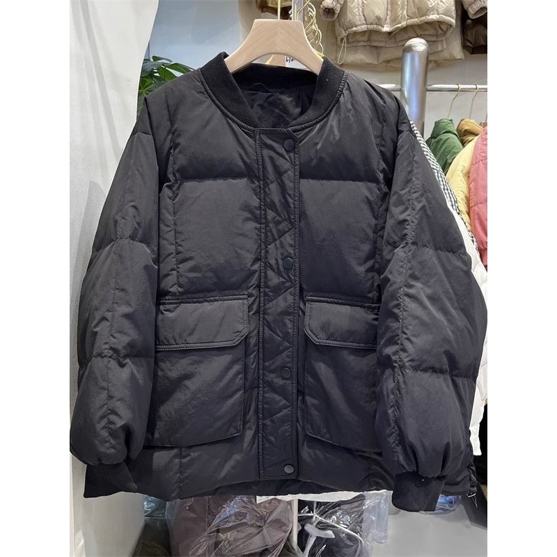 波司澄秋冬新款大口袋棒球服宽松羽绒女短款外套加厚保暖