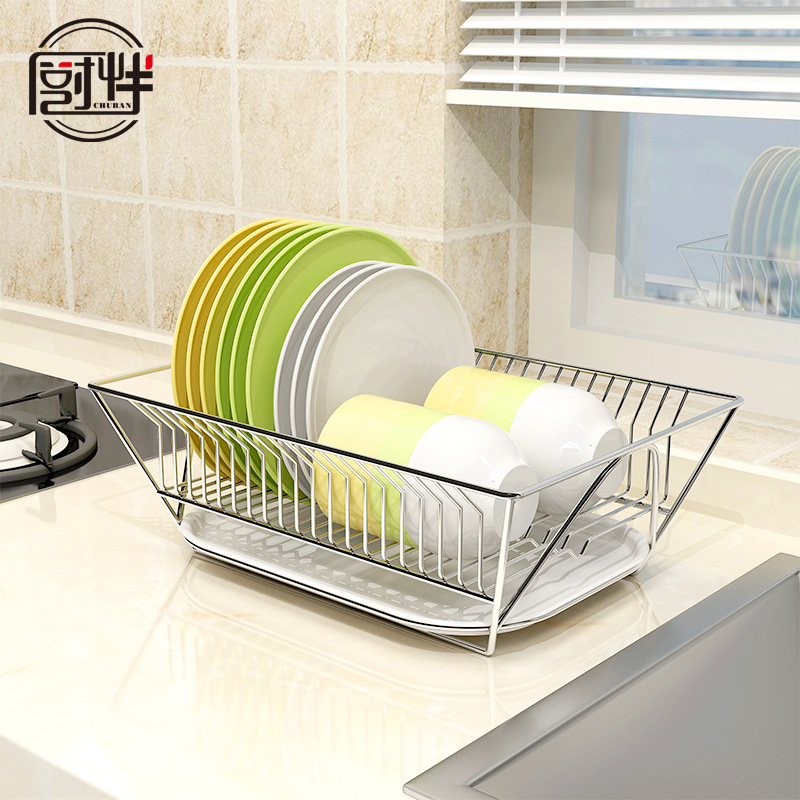 304不锈钢厨房沥水碗台面单层碗碟沥水架放碗筷餐具收纳盒碗碟架