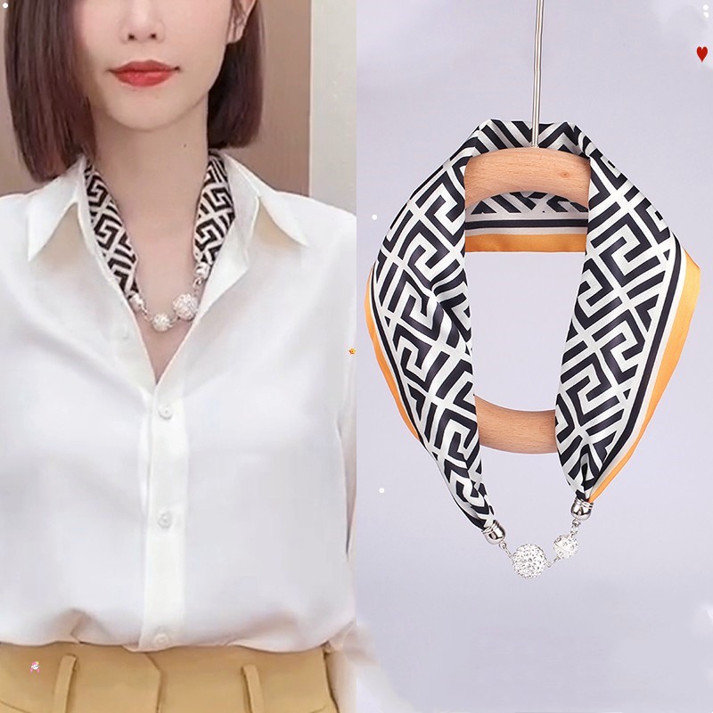 创意围脖项链式小围巾磁吸扣女2023秋冬款爆款护颈带脖子发带锁骨
