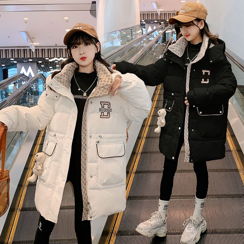 巴拉巴拉女童服冬装2023新款大童女装羽绒衣儿童加厚中长外套冬季