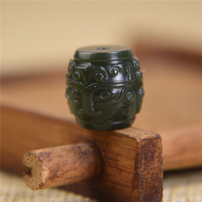 和田玉桶珠单珠塔青玉貔貅守护转运鼓珠镶嵌手串配珠腰珠精雕天然