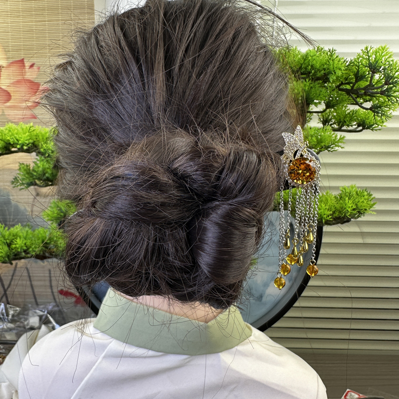 炑歌X881黄锆石双钗气质手工头饰发饰中式纯手工国风簪子发簪