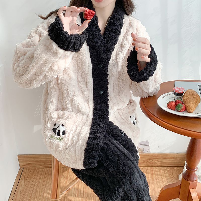 孕妇睡衣秋冬款怀孕期加厚加绒珊瑚绒月子服冬季产后哺乳女家居服