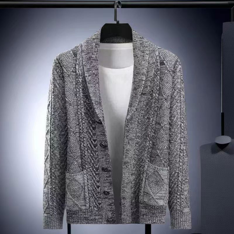 针织开衫男士毛衣外套厚款商务V领毛线衣男春秋2023新款帅气潮流