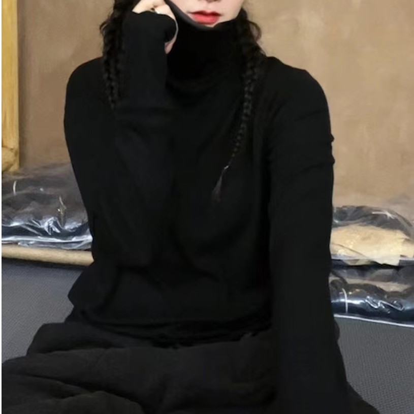 古蘭木-百搭款秋季弹力高领棉T恤打底衫618229