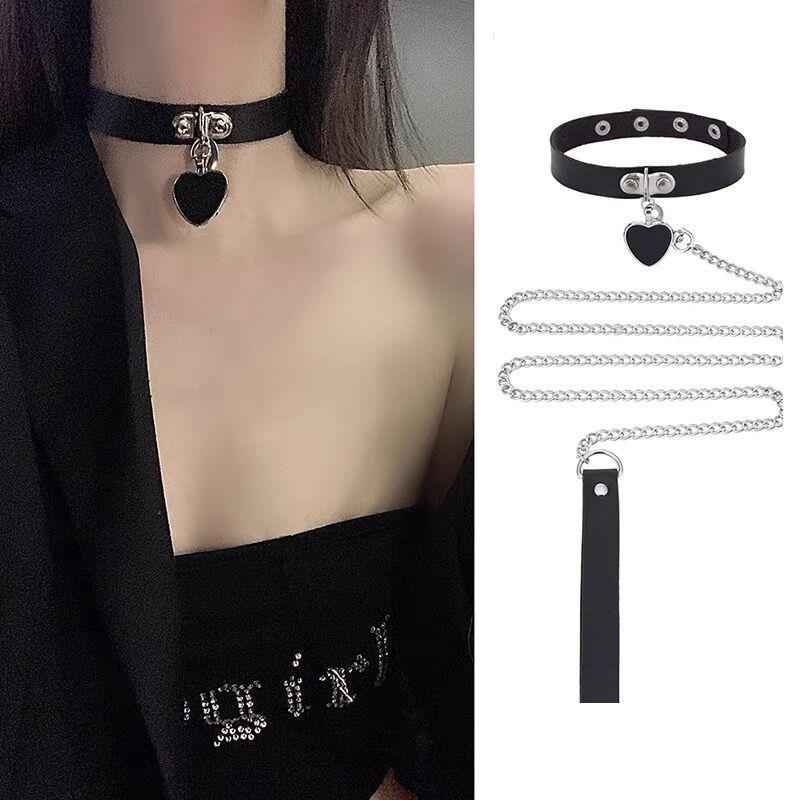 合金项链 爱心项圈女颈带颈圈链子男颈环choker项链性感锁骨链脖