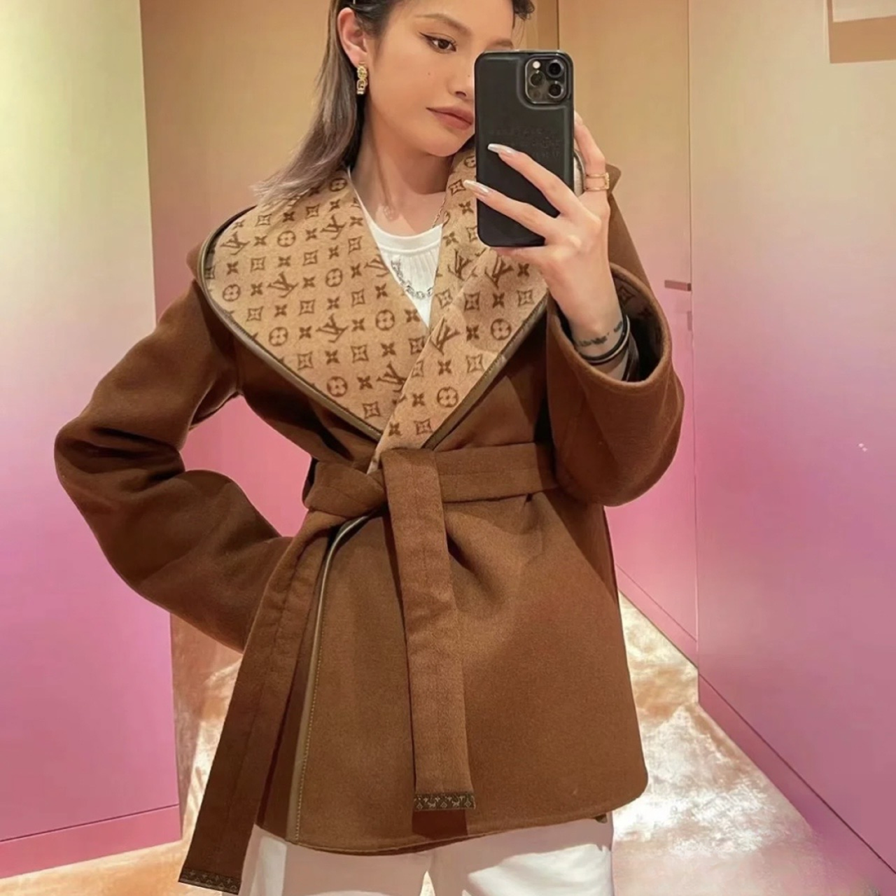 全新未使用 LouisVuitton/路易威登 汤/TP030313/美拉德系大衣