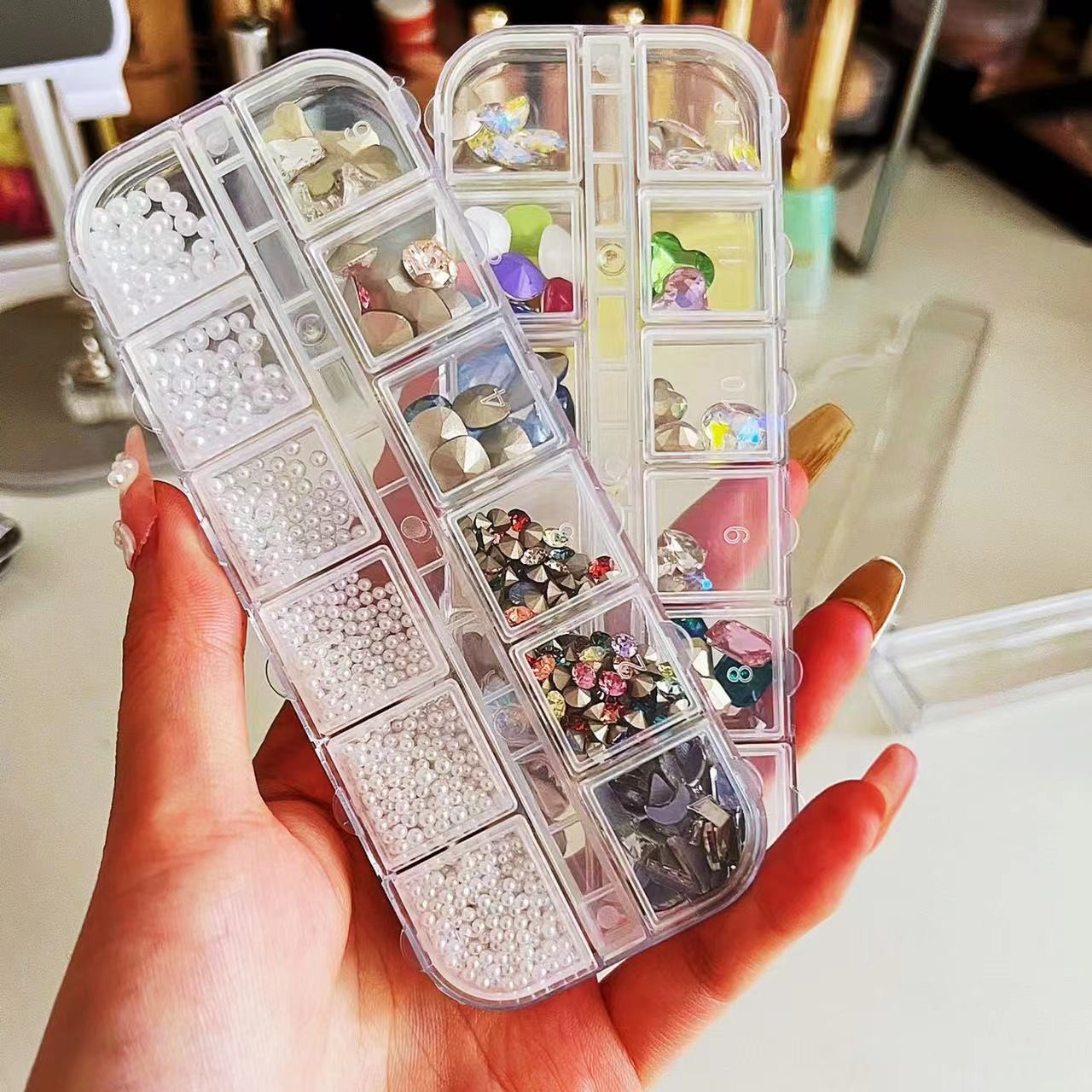 固定12格透明塑料五金工具收纳盒饰品收纳盒渔具包装盒珠子收纳盒