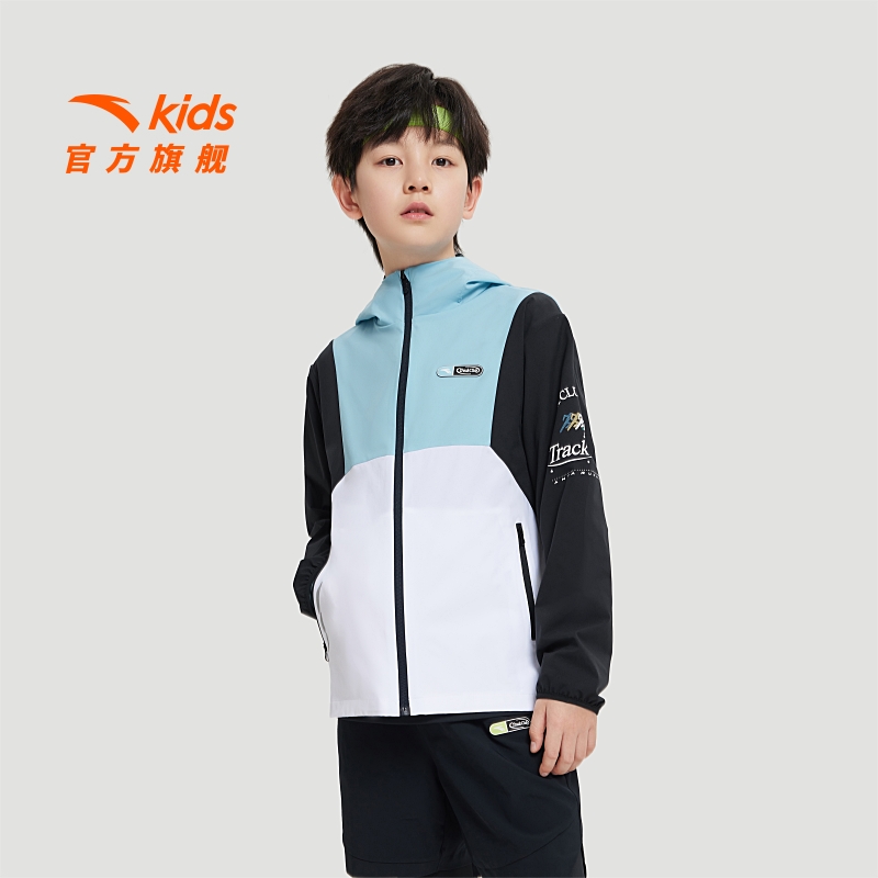 安踏儿童男大童运动上衣新款舒适时尚潮流薄外套青少年运动外套  