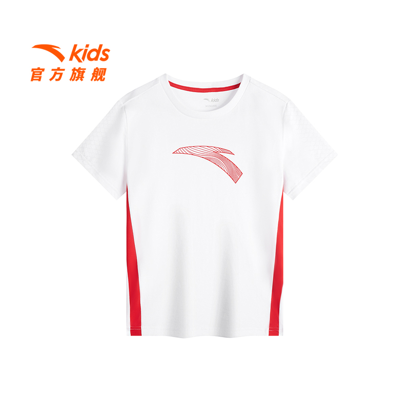 安踏儿童男女童针织短袖衫夏新款舒适潮流时尚款亲肤纯棉运动短袖