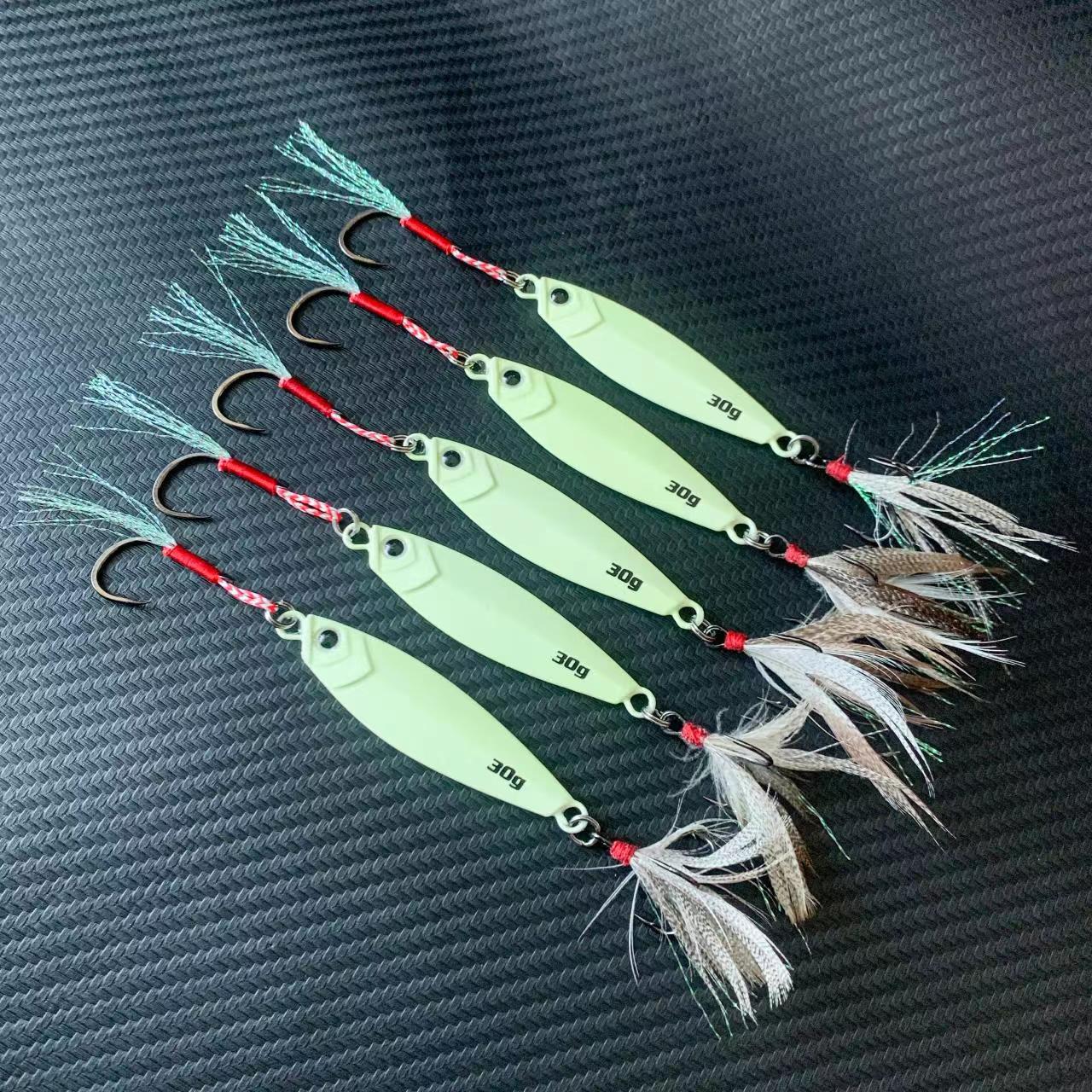 巨鲈 全夜光飘落铁板路亚饵鲅鱼刀鱼铁板 路亚饵高亮度夜光路亚饵