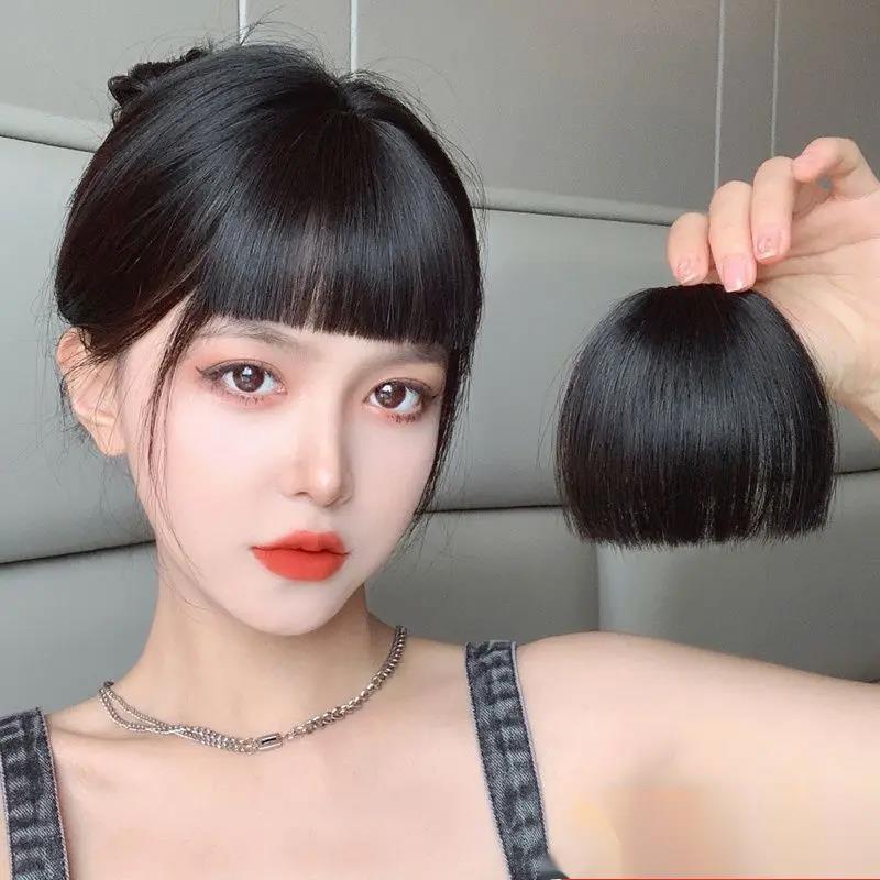 真发眉上刘海女夏假刘海自然前额刘海发片二次元齐刘海假发片隐形