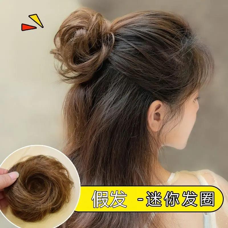 仿真丸子头假发直发圈卷发圈气质轻奢高级蓬松发苞盘发神器