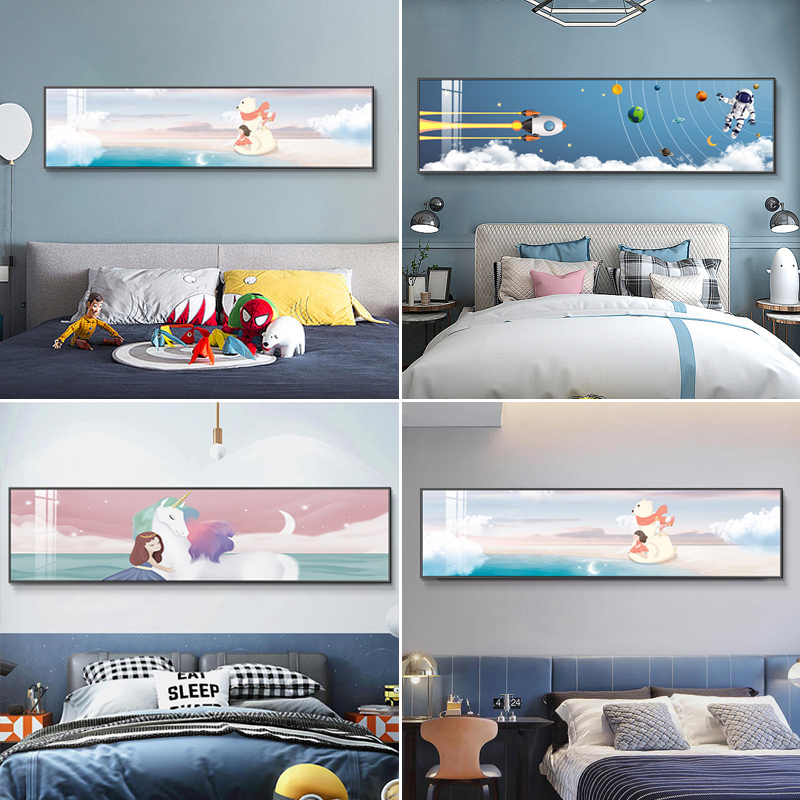 太空宇航员卧室床头装饰画温馨儿童房挂画现代简约墙画卡通壁画