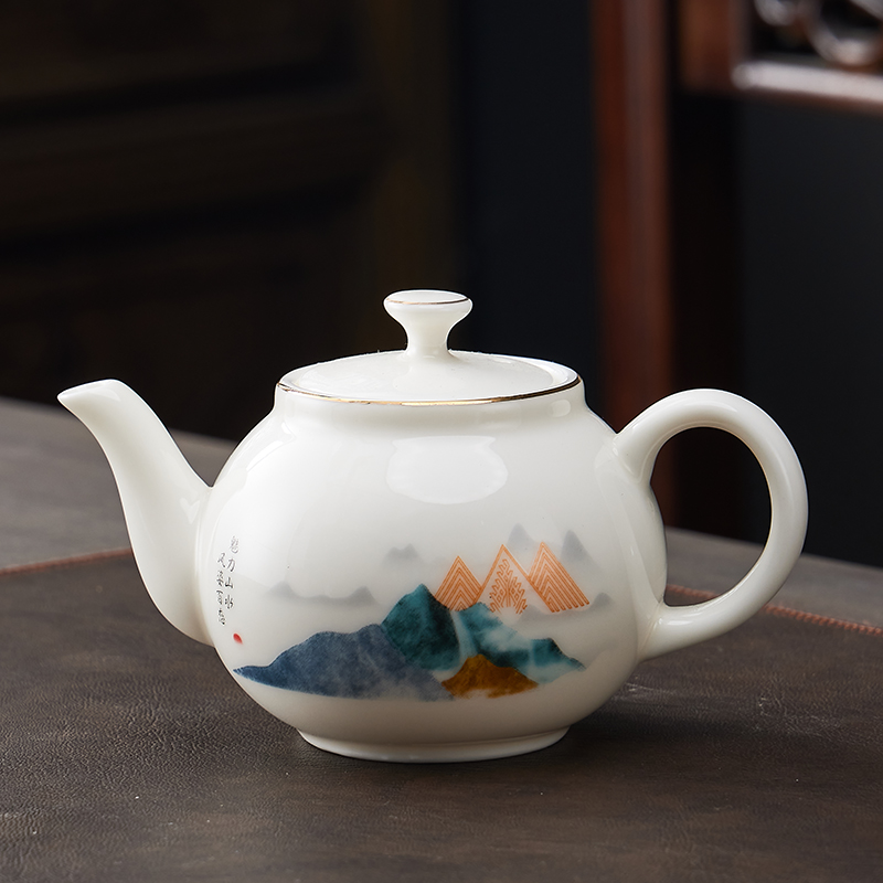 羊脂玉白瓷壶陶瓷茶壶单茶壶侧把壶西施壶