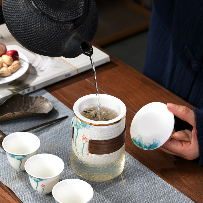 旅行茶具套装快客杯一壶三杯茶壶茶杯便携简约功夫茶具户外泡茶器