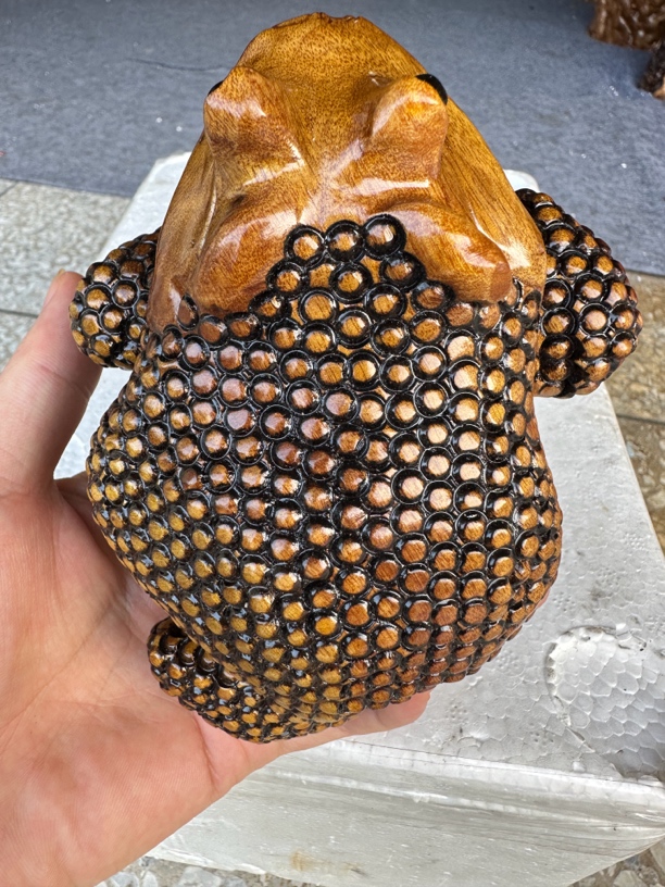 香樟木手工雕刻小金蟾手把件茶宠车载家居创意实木摆件装饰品