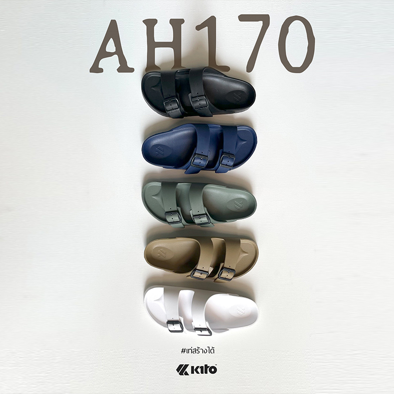 KITO泰国进口男女士轻软一字拖鞋居家室内速干防滑耐磨双带平跟