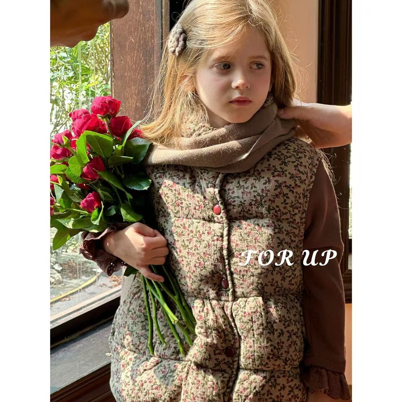[FOR UP]冬季新款法式恩妮花朵棉马甲244-FU-69705多色