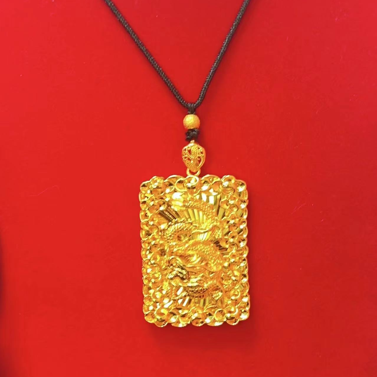 合金吊坠 2024爆款【龙纹吊牌】不掉色不褪色手工精美时尚大气金色 