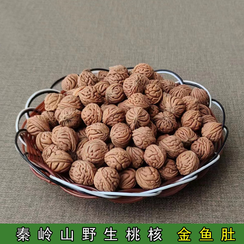 无品牌野生桃核天然金鱼肚光珠料文玩秦岭山龙纹小桃胡手串散籽料