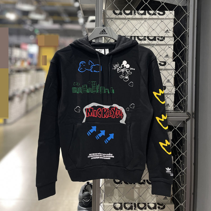 Adidas/阿迪达斯三叶草迪士尼米奇系列运动加厚连帽卫衣 H37060