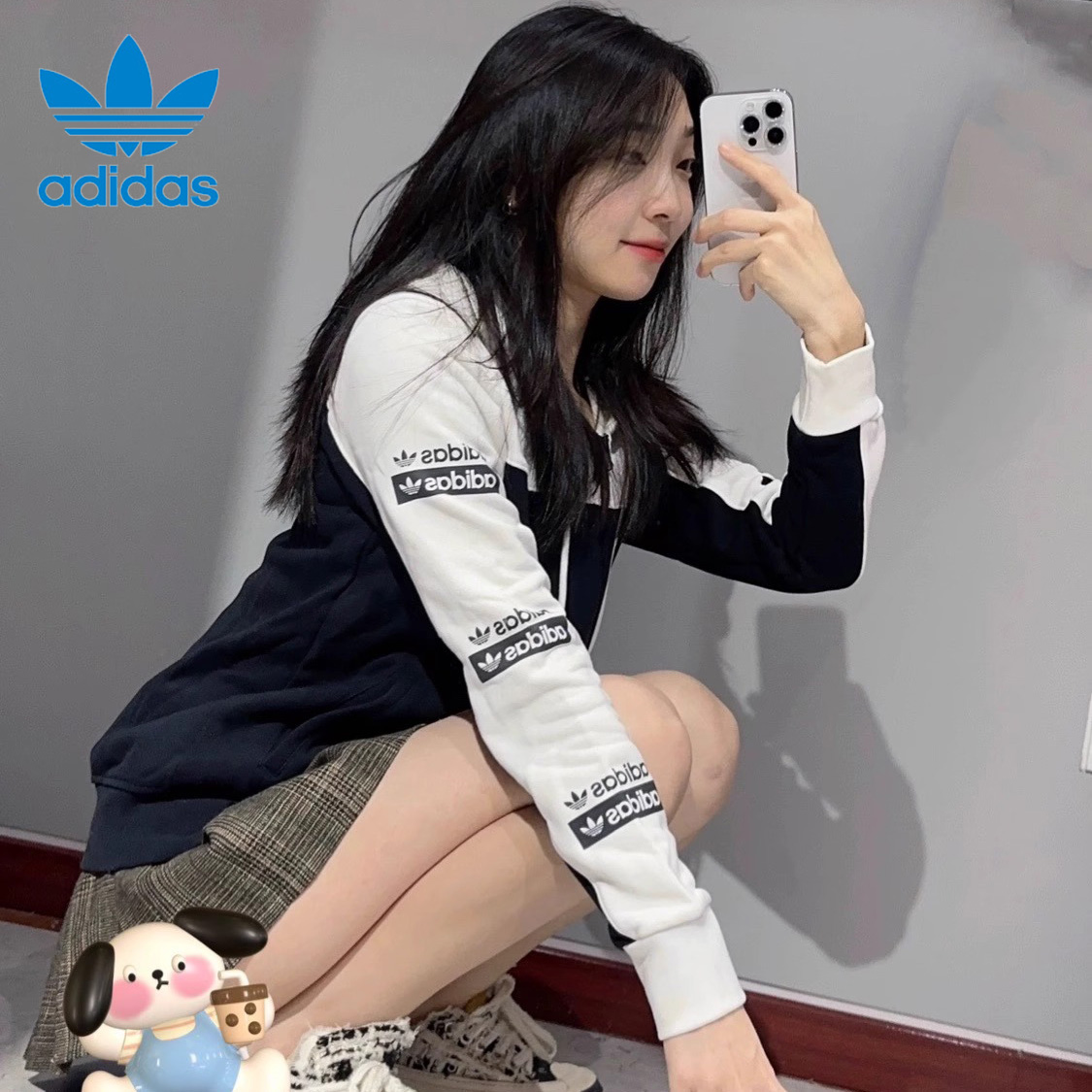 Adidas/阿迪达斯正品 三叶草 TT Hooded 女子休闲连帽外套EC0780
