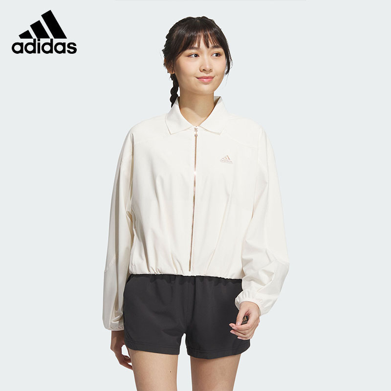 Adidas阿迪达斯女子防晒UPF50+运动休闲宽松夹克外套HY2827