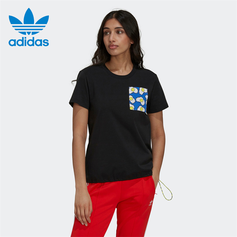 Adidas/阿迪达斯新款女子运动休闲舒适透气短袖T恤HA4708 