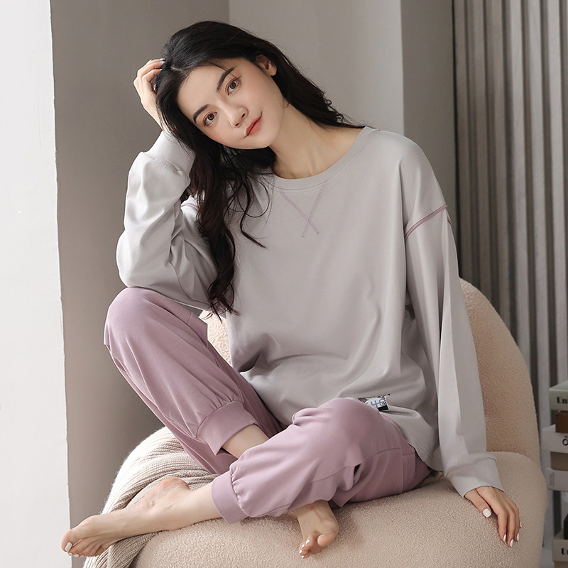 【多款可选】纯棉圆领长袖睡衣女套装秋冬新款休闲女士家居服外穿