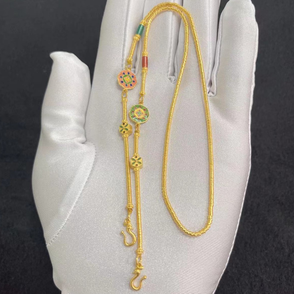 足金 手工高温烧蓝 DIY万能链（20.32克）