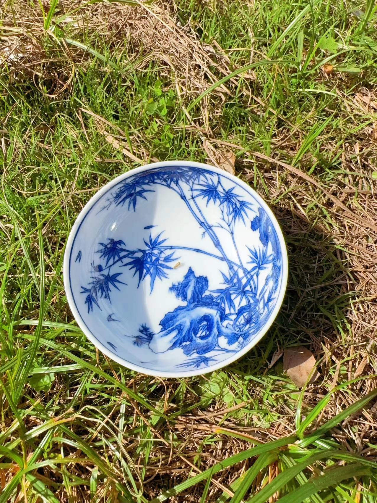 景德镇手绘竹石普洱杯