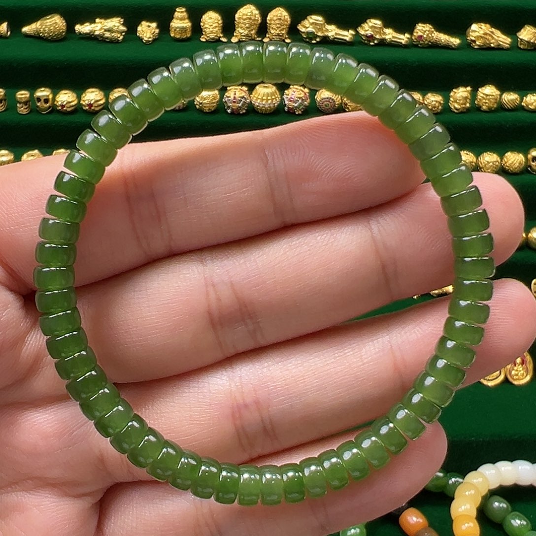 和田玉碧玉6mm药片单圈未镶嵌