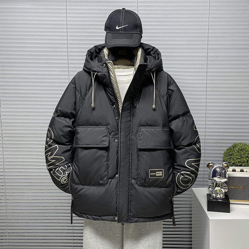 爆款青少年派克羽连帽羽绒服外套2023冬季潮流加厚保暖抗寒白鸭款