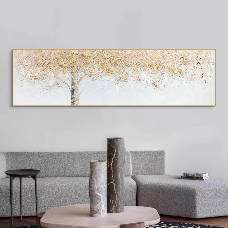 《樱花树下》高端纯手绘油画卧室床头温馨挂画简美客厅背景墙装饰画