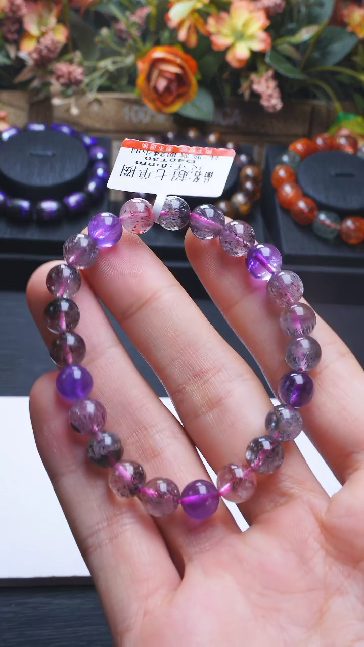 【闪购商品】水晶L030黑加仑超七单圈8m未镶嵌多样性发其一
