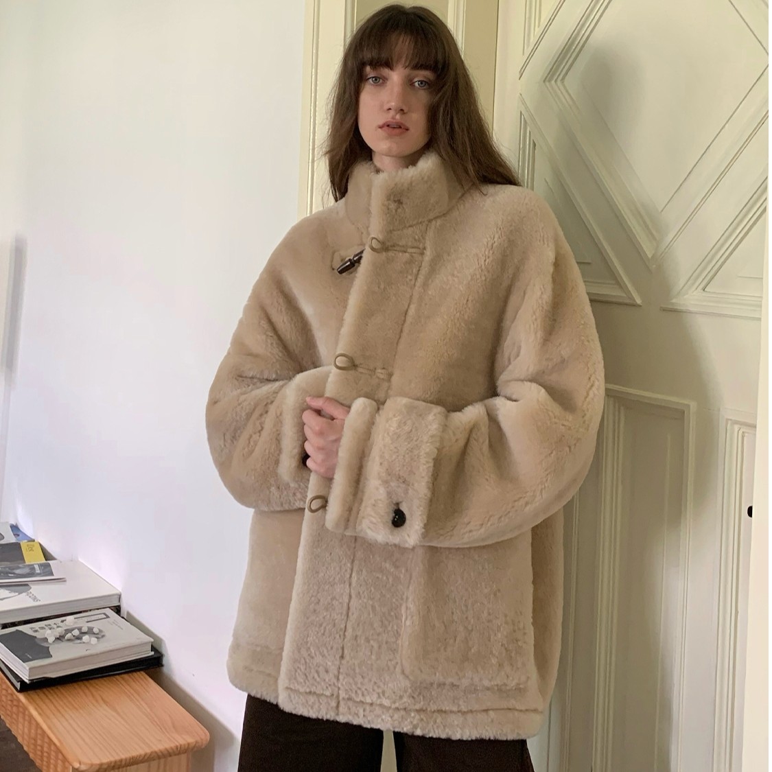 【博主同款】付智恩 梦想家 休闲进口皮毛一体外套长款时尚皮草冬季