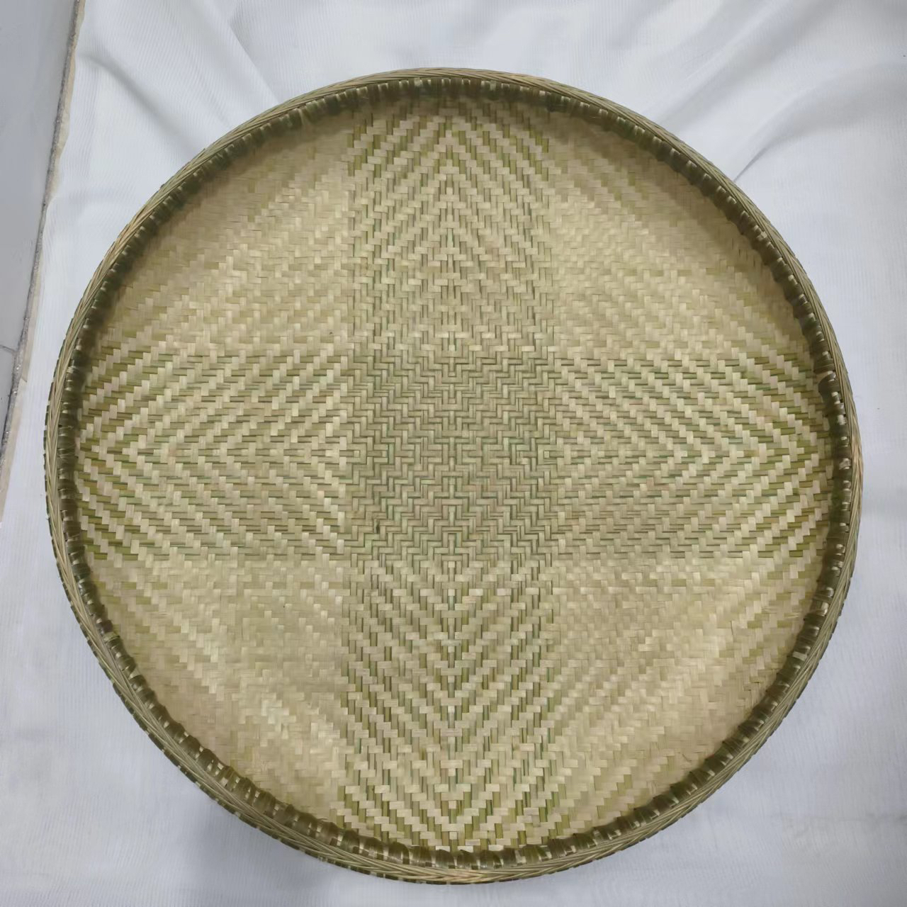 非遗纯手工竹编一青一黄簸箕